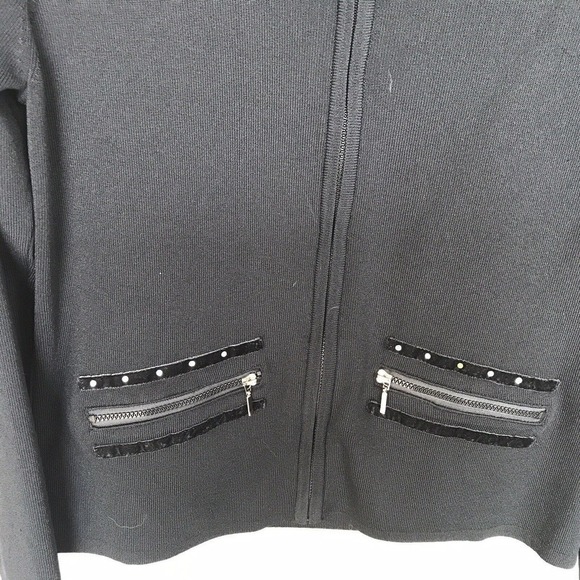 Corducci Sweater Jacket SzM Black Long Sleeve Rhinestones Pre-Owned - Picture 8 of 11